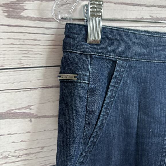 Prana Skirt Womens 4 Blue Denim Side Zip Light Weight Jean Mini Stretch Karen - Picture 2 of 13